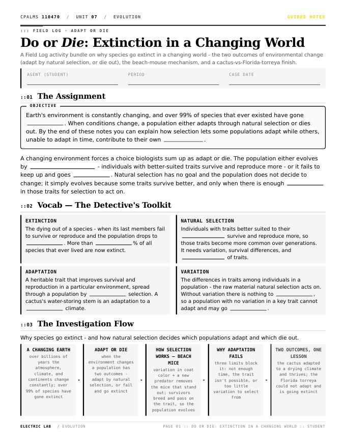 Guided notes student page