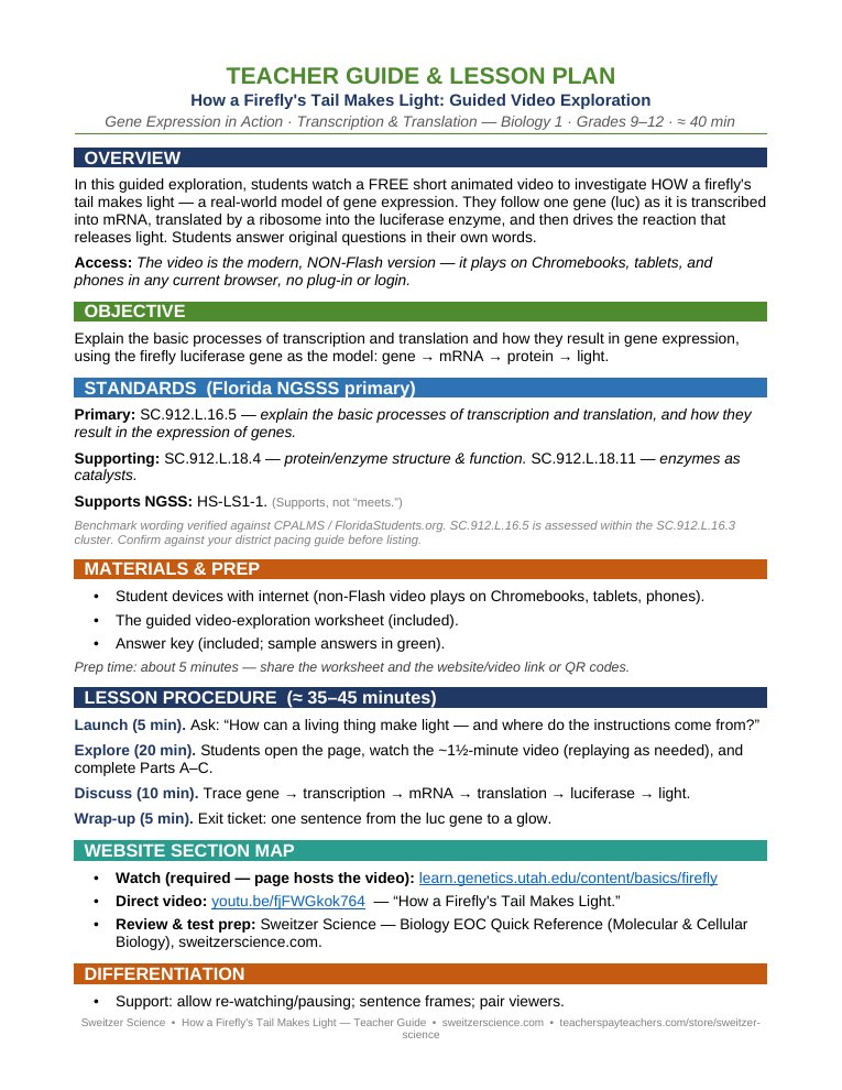 Teacher guide and lesson plan