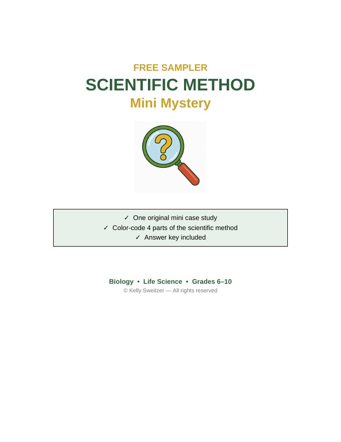 Cover page of the Scientific Method Mini Mystery sampler